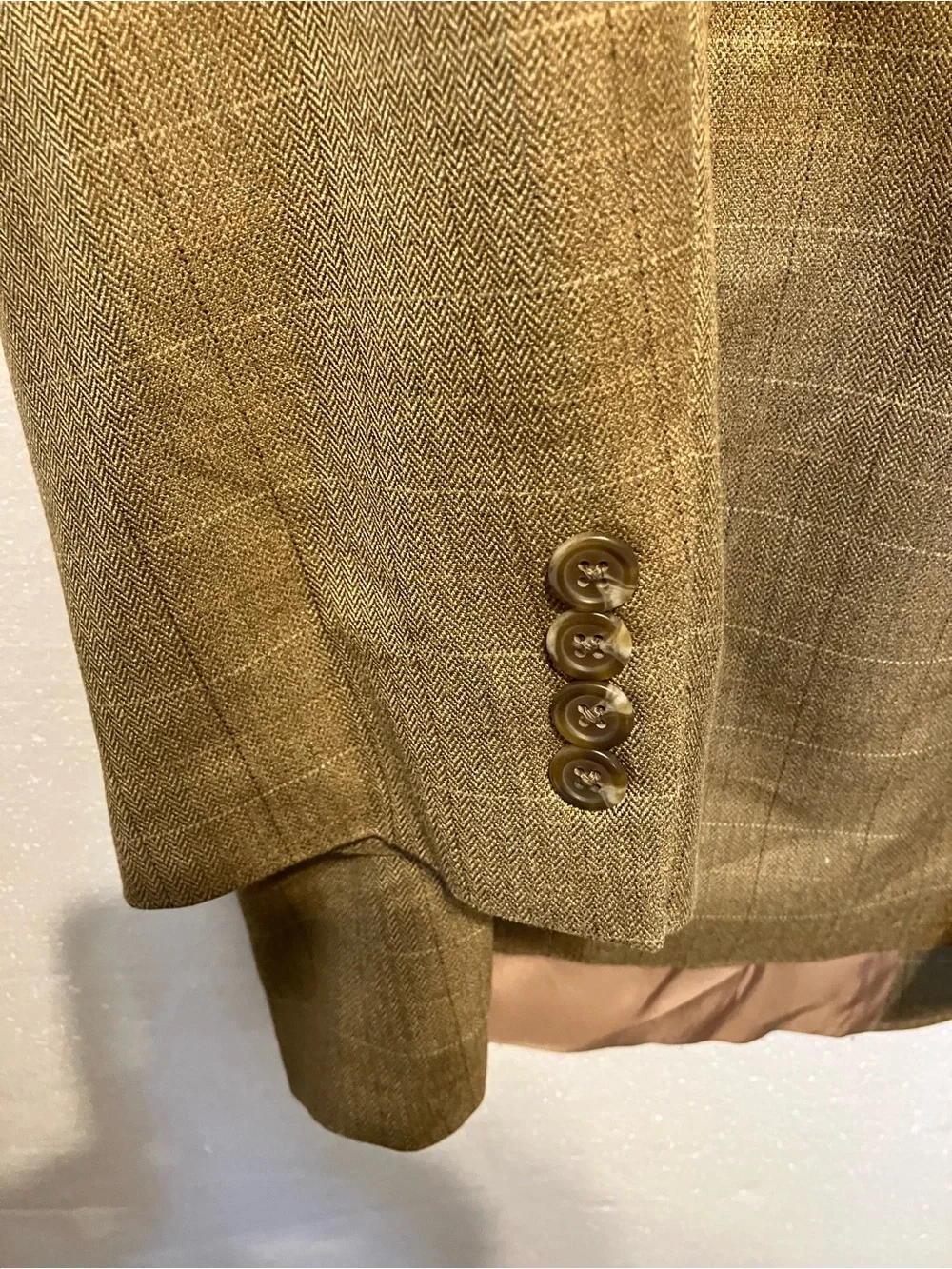 Lauren Ralph Lauren silk/ Wool Blend Olive Brown Windowpane Sport Coat 44L
